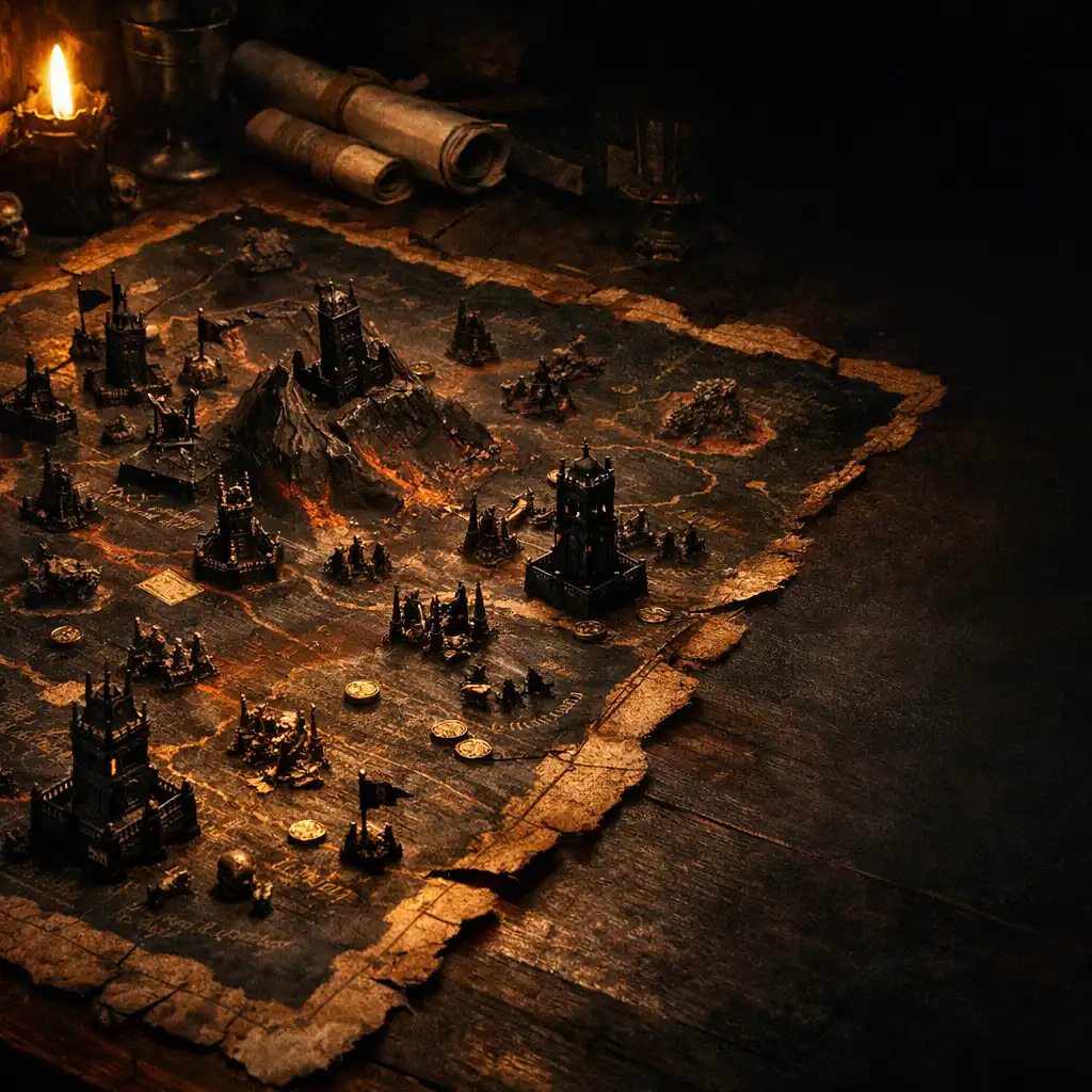 Mapa bitwy fantasy z wieżami
